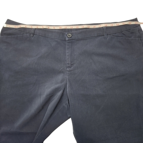 CJ Banks High Waist Cropped Pant Navy Blue Cotton Stretch, Size 24W Petite - Picture 12 of 14